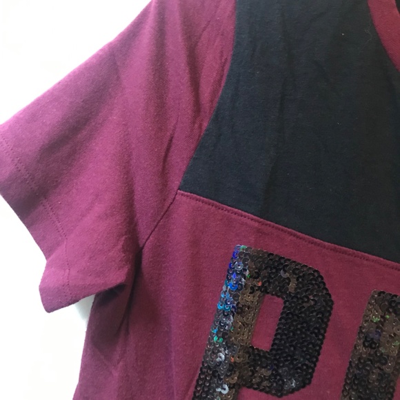Pink Victoria’s Secrets Women’s Tee/Top Size XS Red Wine /Black Color - Picture 3 of 13